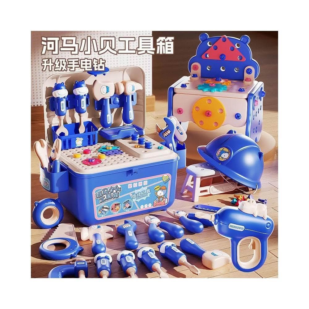 河馬小貝工具箱仿真修理益智維修兒童電動電鑽擰螺絲刀玩具套裝