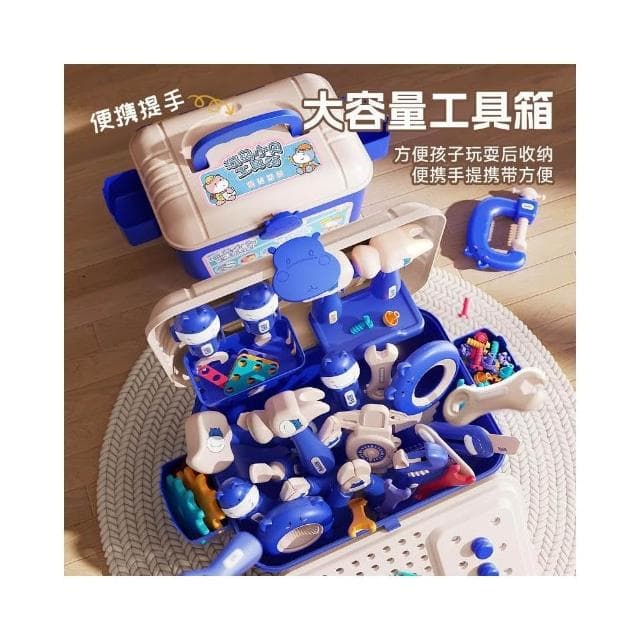 河馬小貝工具箱仿真修理益智維修兒童電動電鑽擰螺絲刀玩具套裝