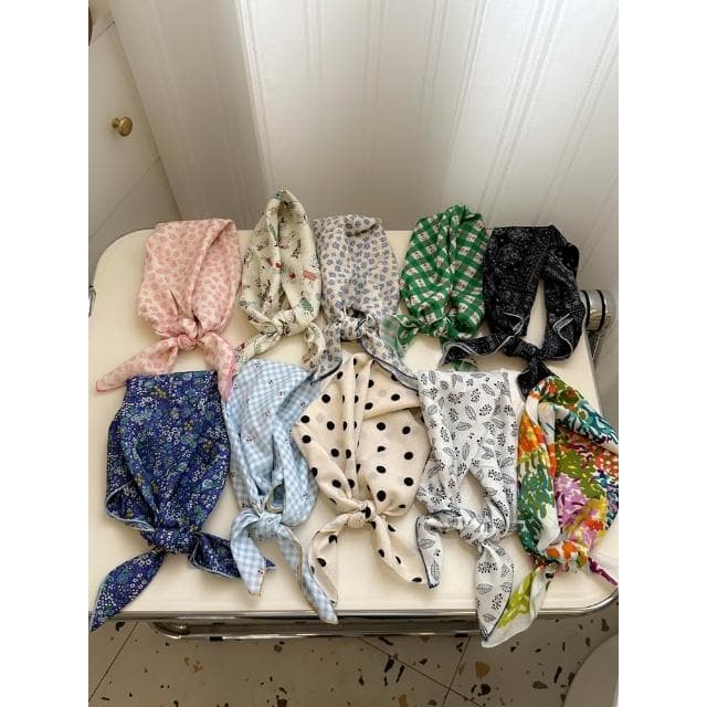 🎗飾間首飾鋪 軟乎方巾碎花波點棉麻領巾圍脖配飾裝飾頭巾文藝復古小清新ins腰巾
