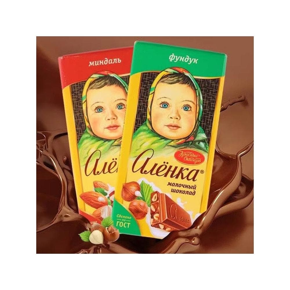 天下美食  俄羅斯原裝進口紅十月大頭娃娃榛仁杏仁牛奶巧克力