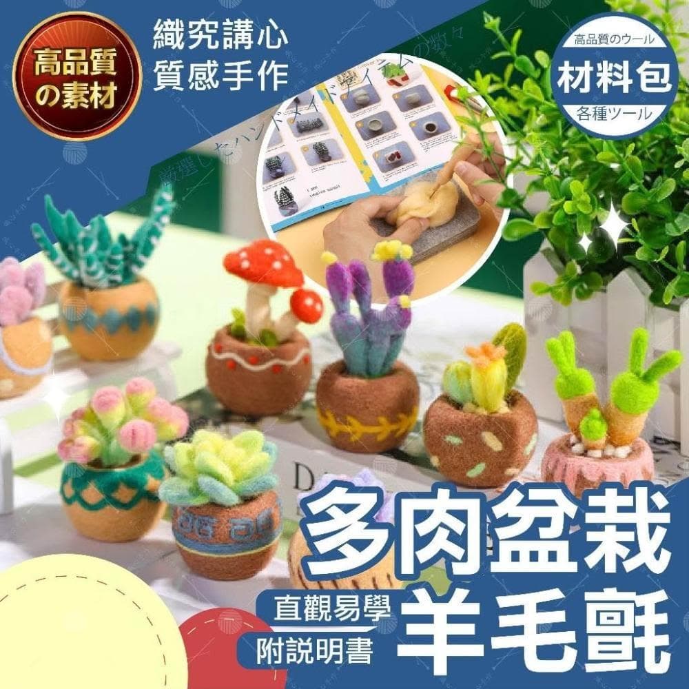 多肉盆栽羊毛氈 手作材料包 羊毛氈材料包 羊毛氈 手工藝 DIY 材料包 美勞 DIY 材料包 DIY植物羊毛氈