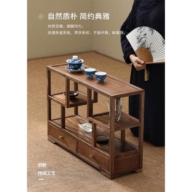 北美黑胡桃木茶具多層中式多寶閣博古架紫砂壺桌面展示瀝水置物架