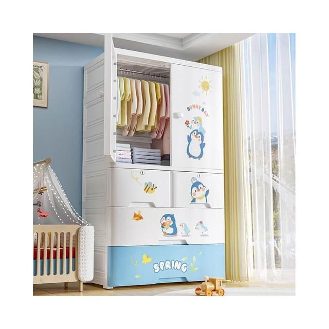 兒童衣櫃 家用臥室塑料儲物櫃 雙開門 寶寶嬰兒衣服收納櫃 衣櫥 櫃子 櫥櫃 