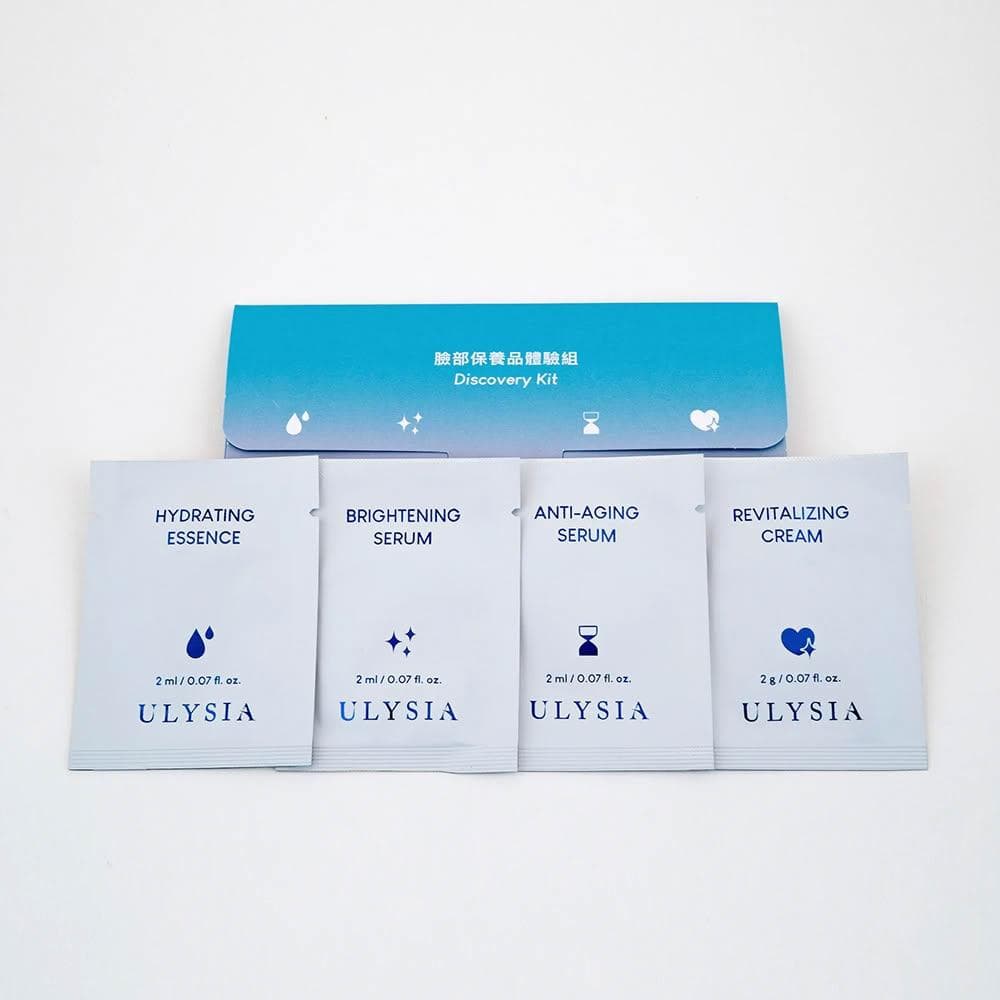 【ULYSIA】歐麗雅 臉部保養品體驗組(4包入 舒緩保濕凝露2ml/水漾亮白精華2ml/逆齡撫皺精華2ml/賦活修護精萃霜2g)