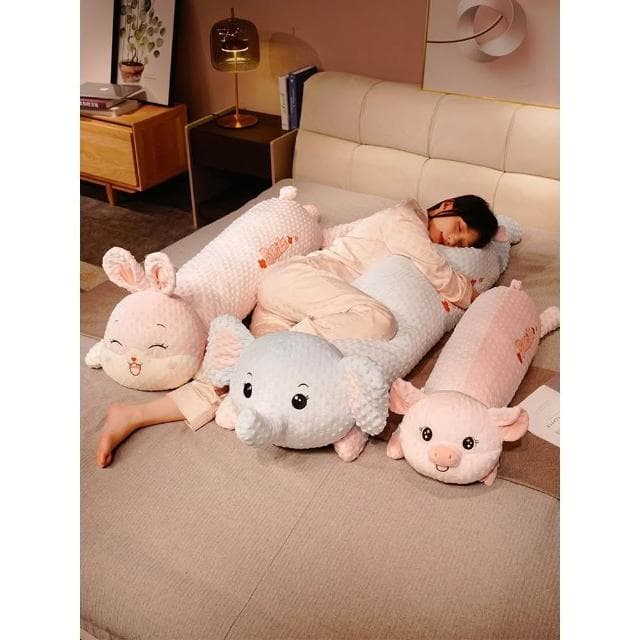 A类豆豆绒大象猪猪长条枕毛绒玩具睡觉专用枕陪睡玩偶情人节礼物