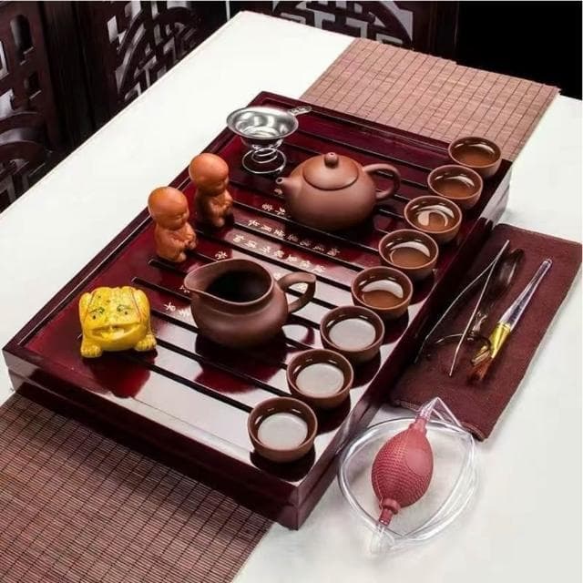 功夫茶具套裝 家用簡約泡茶整套 紫砂茶壺茶杯小茶臺小茶盤茶道客廳