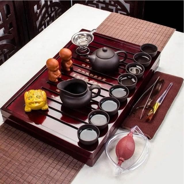 功夫茶具套裝 家用簡約泡茶整套 紫砂茶壺茶杯小茶臺小茶盤茶道客廳