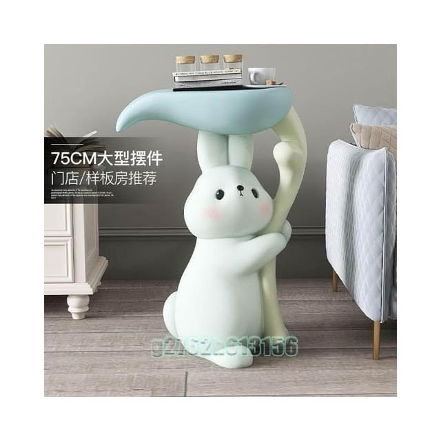 置物托盤玄關收納開業禮玄關擺件生日禮物飾品大型兔子落地擺件托盤收納桌客廳沙發旁軟裝飾品喬遷新居