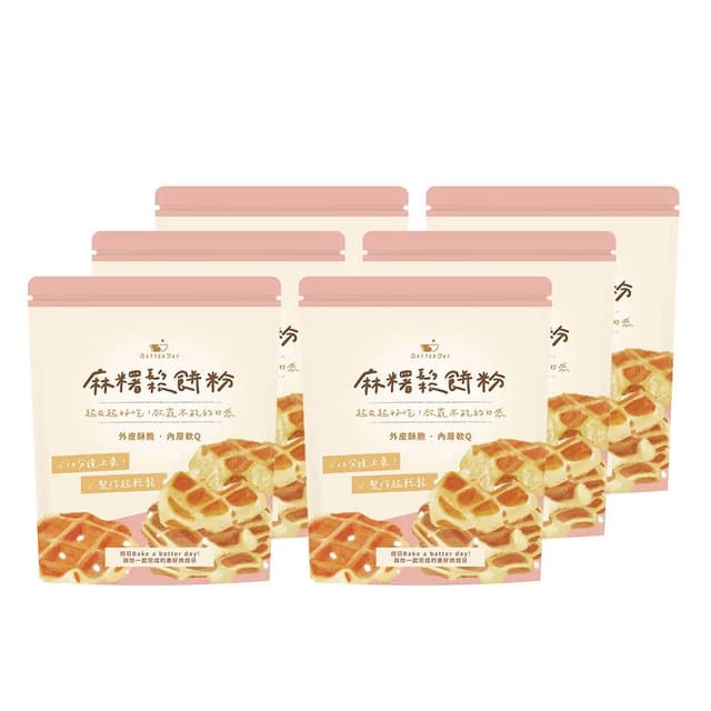 BatterDay焙日 麻糬鬆餅粉500g-6入組 (格子Q鬆餅/列日鬆餅/預拌粉/純素)