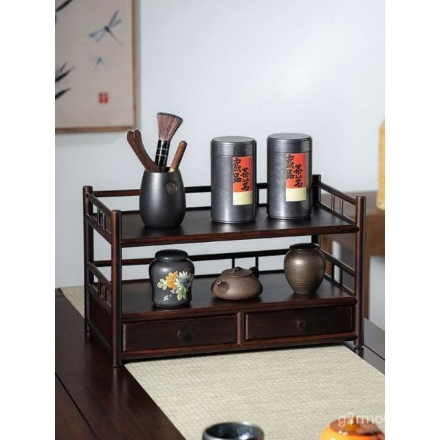 茶具置物架茶杯茶壺架子桌麵小博古架竹製茶葉架茶棚都承盤中式茶杯收納架 晾杯架 杯子置物架 水杯託 JBKB