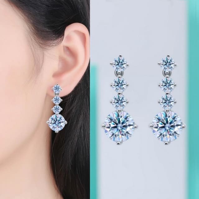 【米蘭精品】現貨+預購 頂級莫桑鑽石耳環925純銀女銀飾(跳動的心圓形耳扣女飾品74lr10)