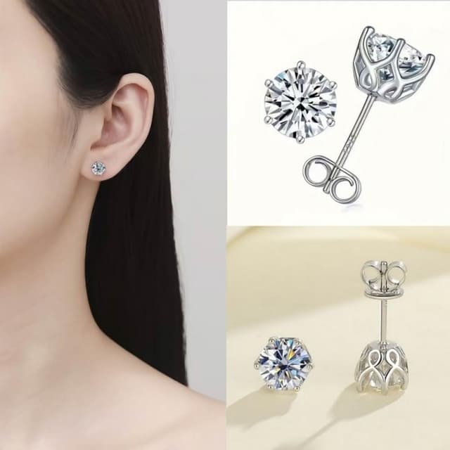 【米蘭精品】現貨+預購 頂級莫桑鑽石耳環925純銀女銀飾(不過敏銀四爪耳針女飾品74lr49)