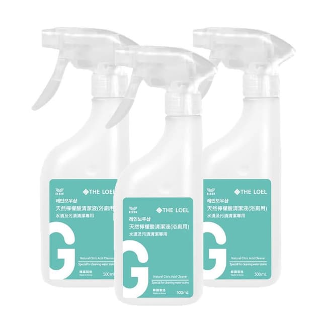 【THE LOEL】天然檸檬酸清潔液500ml-3入組 (浴廁專用;檸檬酸/浴廁清潔/水垢清潔/除垢)