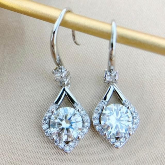 【米蘭精品】現貨+預購 頂級莫桑鑽石耳環925純銀女銀飾(鑽水滴耳環女飾品74lr71)