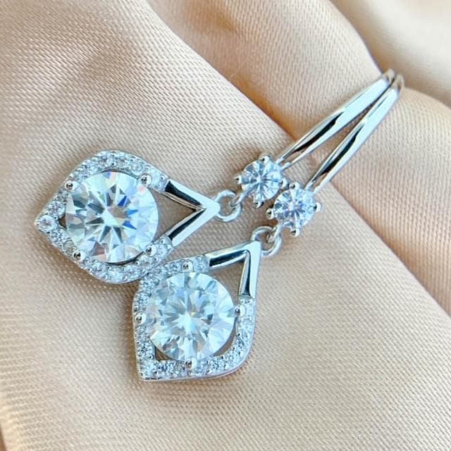 【米蘭精品】現貨+預購 頂級莫桑鑽石耳環925純銀女銀飾(鑽水滴耳環女飾品74lr71)