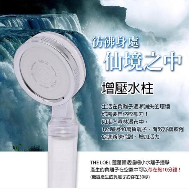 【THE LOEL】負離子蓮蓬頭濾水組 (負離子蓮蓬頭+無維他命C濾芯;除氯蓮蓬頭/加壓蓮蓬頭/花灑)