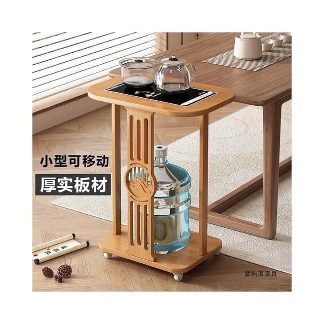 實木移動茶水櫃茶桌邊櫃泡茶臺家用燒水壺一體邊櫃辦公室茶具置物S1