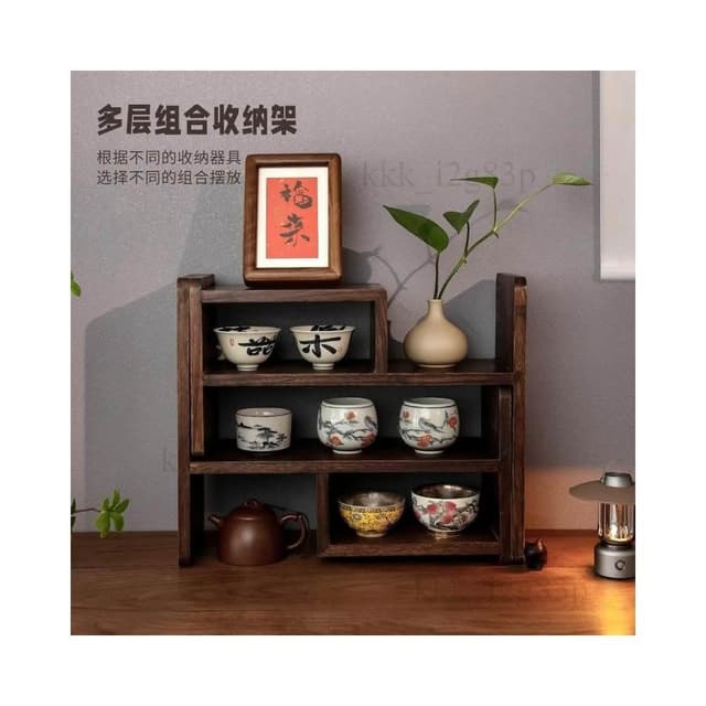 實木 收納 置物架 茶具 杯子 咖啡 博古架 桌上 桌面 中式 復古 展示架 木質 茶杯架 儲物架 茶壺展示