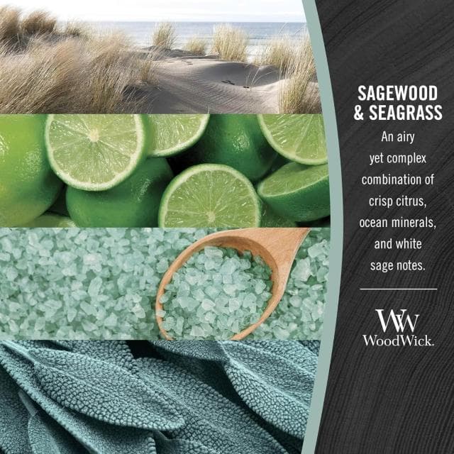 【WoodWick】美國WOODWICK 沙漏蠟燭 9.7oz 【鼠尾草木&海草】SAGEWOOD&SEAGRASS 香氛蠟燭