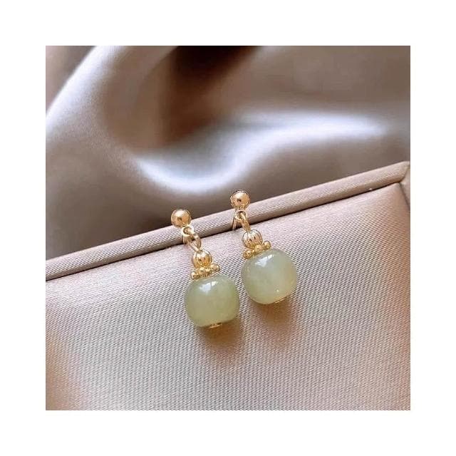 {遇見臻品}BG227新中式旗袍耳環復古風耳環和田玉珍珠鉤溫柔氣質清新耳環長款顯臉瘦氣質復古耳環女生氣質耳環長款氣質耳環
