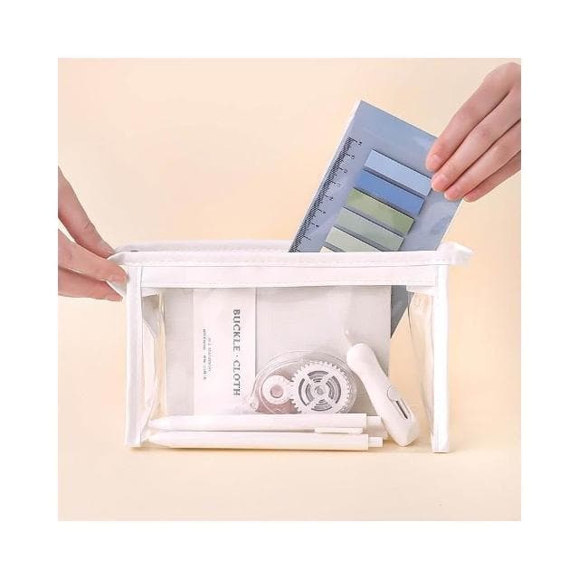 卡通透明筆袋 高顏值大容量女簡約初中生高中大學生日系三角化妝包