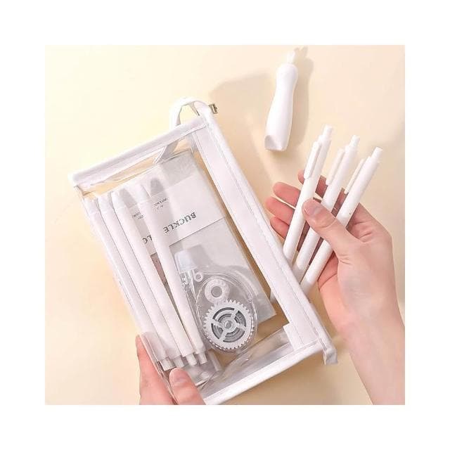 卡通透明筆袋 高顏值大容量女簡約初中生高中大學生日系三角化妝包