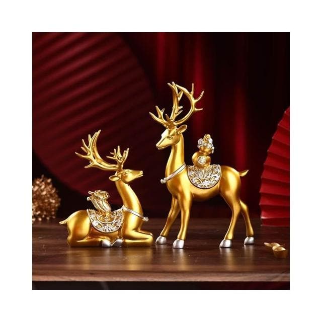 創意招財鹿擺件客廳酒櫃玄關家居擺設電視櫃福鹿裝飾新房喬遷禮物