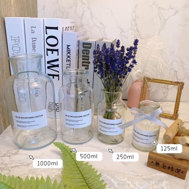 字母透明玻璃花瓶 簡約 復古 室內 客廳 裝飾品 乾燥花 花瓶 插花 水培 玻璃瓶 永生花 擴香瓶 空瓶 空罐