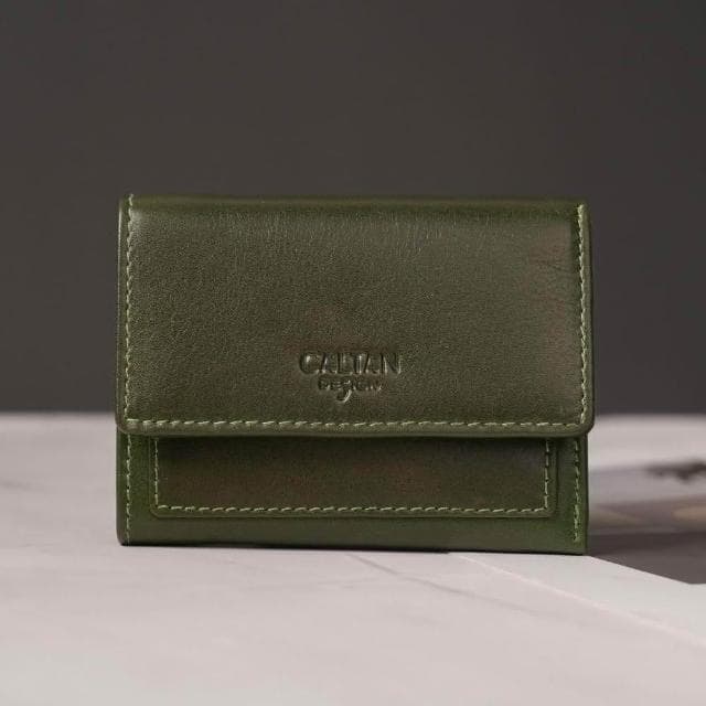 CALTAN DESIGN | 文藝三折扣式真皮短夾 075268 四色(真皮 中夾  皮夾 錢包 招財 母錢包)