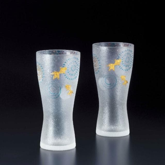【ADERIA】石塚硝子 花火金魚對杯組 310ml (啤酒杯/玻璃杯/企業採購/商務禮品/婚禮小物)