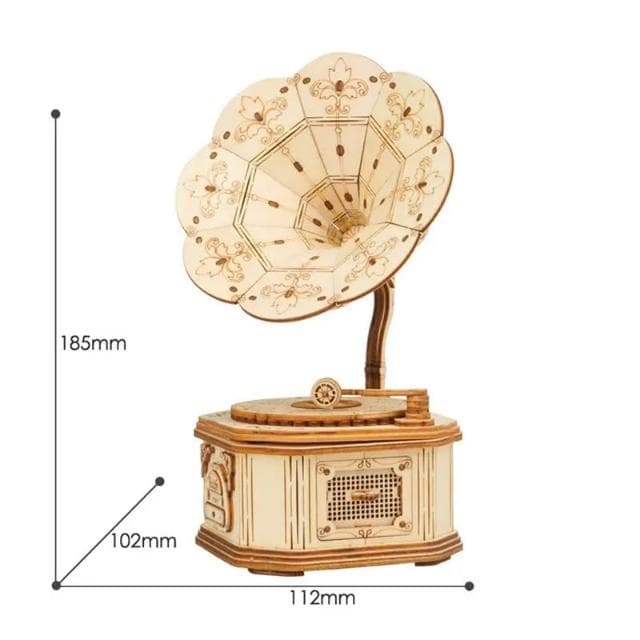 【鋼普拉】現貨 Robotime 若態 3D TG408 留聲機 GRAMOPHONE 組裝 木製模型 復古 禮物