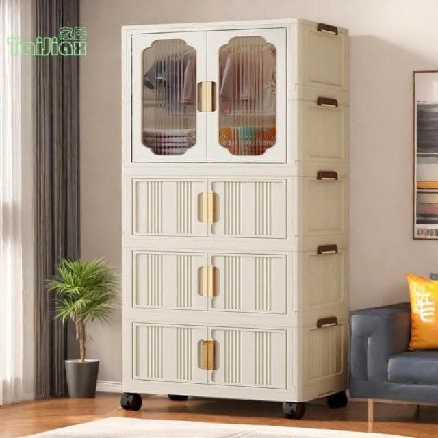 💥💕收納櫃子 置物櫃 家用塑膠免安裝多層雜物簡易衣櫃 嬰兒衣服寶寶衣櫃 五斗櫃 雜物櫃 掛衣櫃 兒童衣櫃抽屜櫃儲物櫃