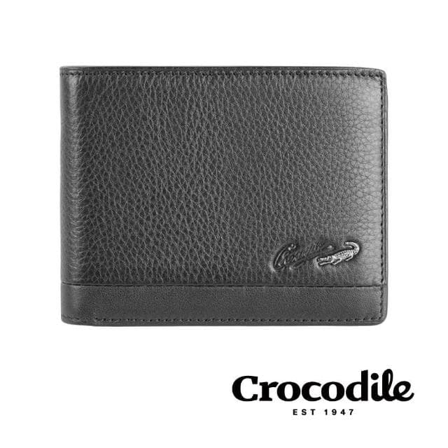 【Crocodile】鱷魚皮件 義大利進口牛皮 男生拉鍊短夾推薦 荔紋 7卡 0103-3357-黑咖兩色專櫃品牌 送禮推薦