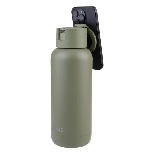 Oasis 三層磁吸陶瓷保溫瓶 1000ml (橄欖綠;保溫杯/水壺/水瓶)