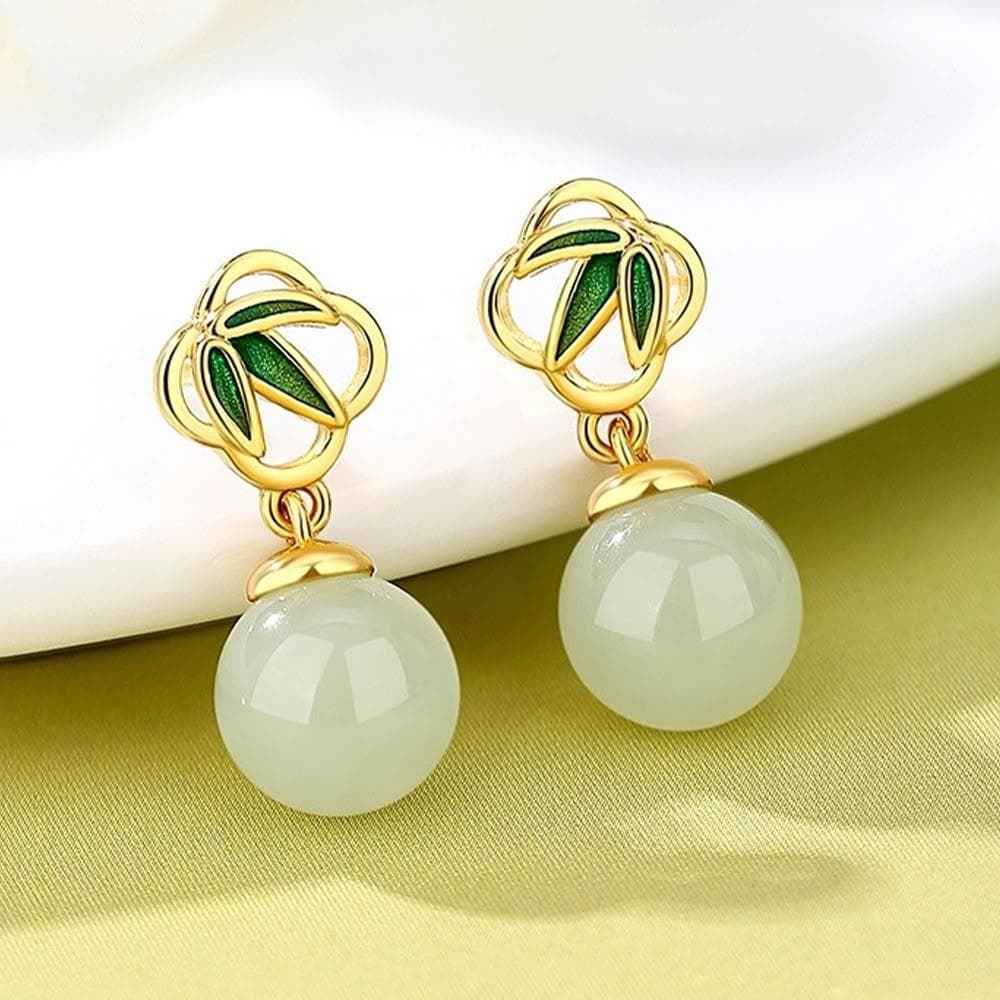 【LEESA】垂墜耳環\和田玉\吊墜\純銀耳環\S925\飾品\耳環\女生耳環