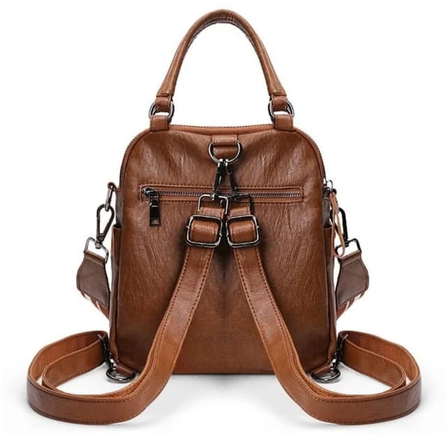 【MoonDy】包包 後背包 軟皮包包 防水後背包 小後背包 手提斜背包 手提女包大容量後背包 復古小背包 棕色包包 生日禮物