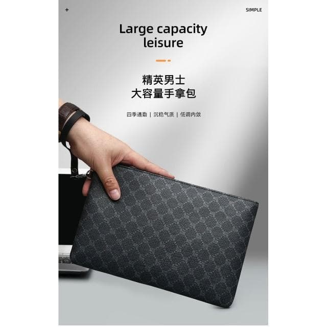 男士手拿包薄款時尚潮牌信封包大容量手包休閑商務夾包質感公事包商務手拿包編織手抓包手機腋下包男女信封包多夾層手提包禮物包