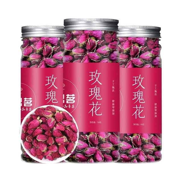 婷婷精品  平陰紅玫瑰花茶花冠茶女神茶非有機大朵泡水幹重瓣玫瑰組閤