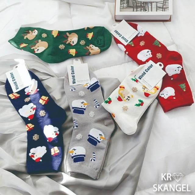 正韓國襪 聖誕襪 節慶襪子 中筒襪 聖誕老人襪 麋鹿襪 白熊襪 小精靈襪 聖誕禮物襪 台灣出貨 台灣賣家
