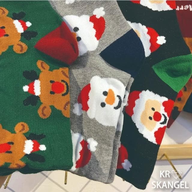 正韓國襪 聖誕襪 節慶襪 中筒襪 聖誕老人 麋鹿襪 雪人襪  植絨襪 聖誕禮物 緹花襪 台灣出貨 台灣賣家