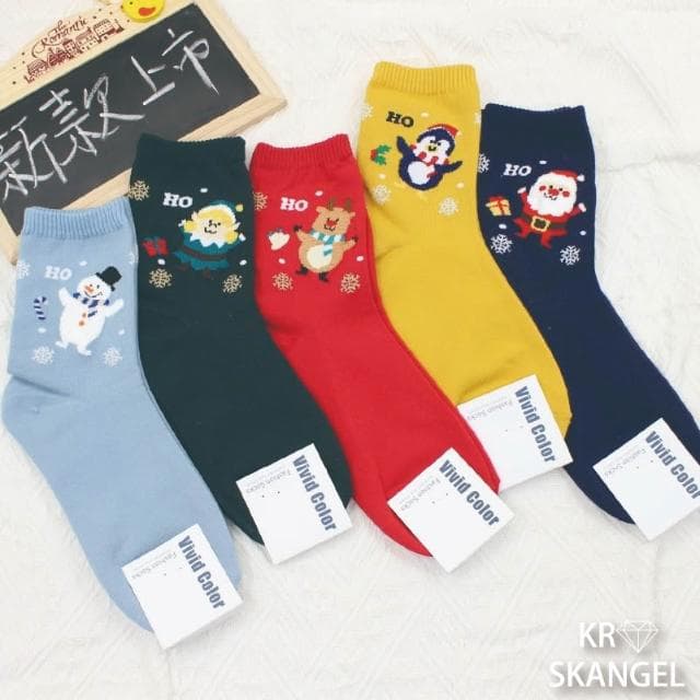 正韓國襪 聖誕襪 節慶襪 中筒襪 聖誕老人 麋鹿襪 雪人襪  植絨襪 聖誕禮物 緹花襪 台灣出貨 台灣賣家