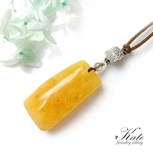 【KATE】銀飾 手工設計小舞獅天然琥珀蜜蠟無事牌項鍊 波羅的海琥珀蜜蠟 植物珀 無事牌蜜蠟 色澤潤美 生日禮物 情人禮物