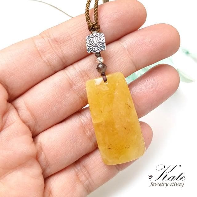 【KATE】銀飾 手工設計小舞獅天然琥珀蜜蠟無事牌項鍊 波羅的海琥珀蜜蠟 植物珀 無事牌蜜蠟 色澤潤美 生日禮物 情人禮物