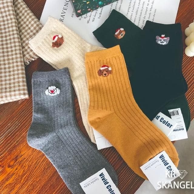 正韓國襪 聖誕襪 節慶襪 中筒襪 聖誕老人襪子 麋鹿襪 白熊襪 小精靈襪 交換禮物襪子 台灣出貨 台灣賣家