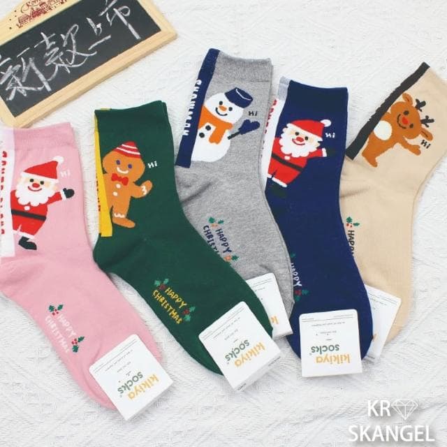正韓國襪 聖誕襪子 節慶襪子 中筒襪 聖誕老人襪 麋鹿襪 聖誕樹襪子 交換禮物襪 熊熊襪 台灣出貨 台灣賣家