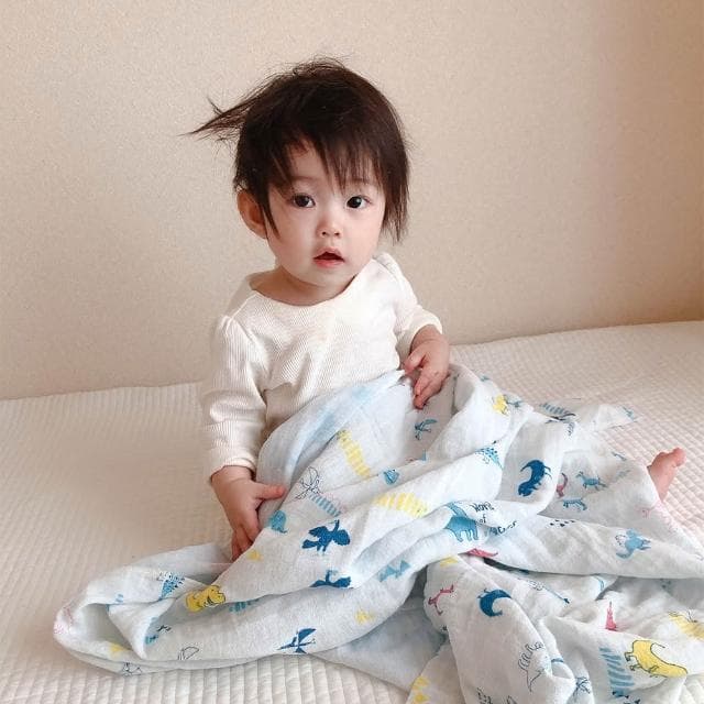 【KONTEX】日本製二層紗恐龍萬用包巾＋安撫玩偶禮盒 (彌月禮物、新生禮物)