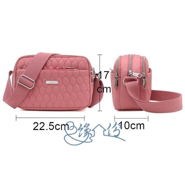 菱格紋繡線尼龍側背包 斜背包 小方包 淑女包 單肩包 情人節禮物【緣份小屋】