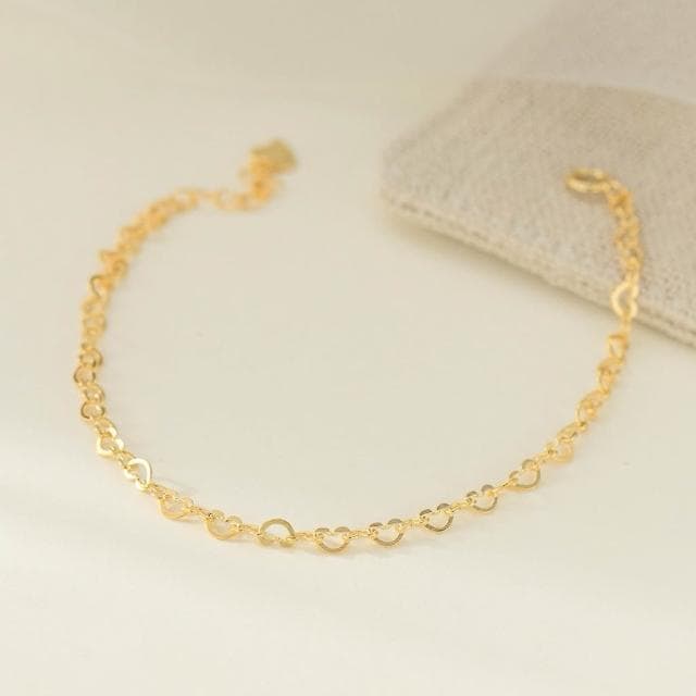 愛心純銀手鍊 S925全純銀 鏤空小愛心手鍊 M4929 日系纖細感 純銀手環 閨蜜手鍊 情人節禮物 Sweet Air
