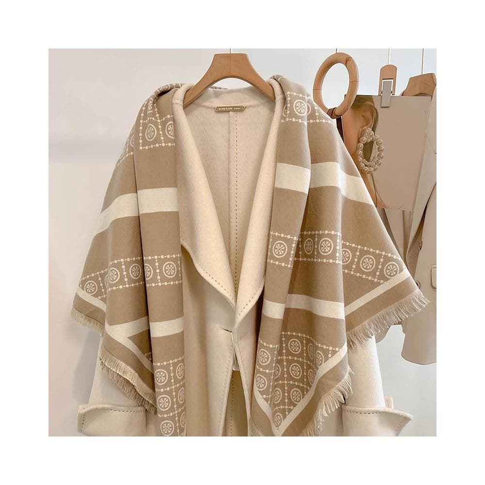 🎗飾間首飾鋪 2025新款大方巾披肩女外搭秋冬季仿羊绒围巾两用加厚保暖毛毯斗篷