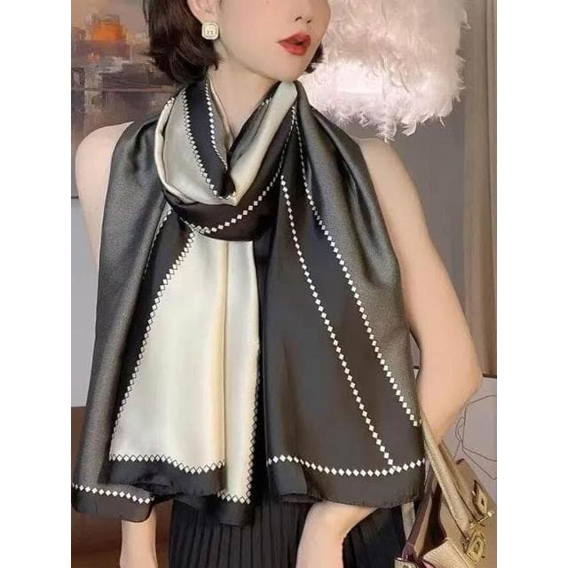 🎗飾間首飾鋪 杭州絲巾女長披肩百搭旅遊防曬沙灘巾春秋模擬絲時尚圍巾